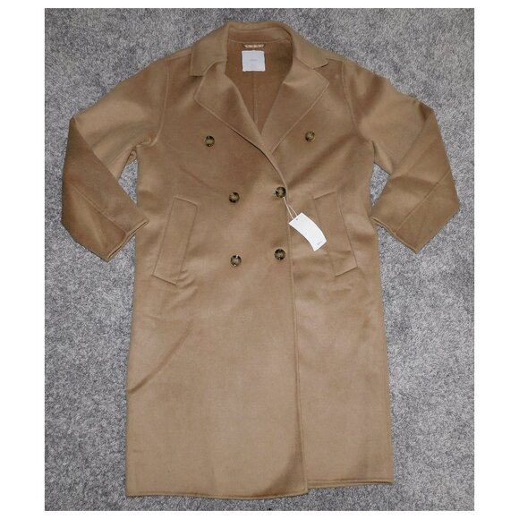MANGO MNG Women's Handmade Oversized Wool Coat In Medium Brown NEW Size M - Picture 1 of 5